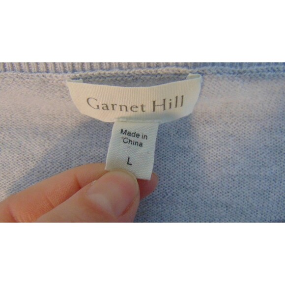 Garnet Hill Sweater Size Large Gray Fine Merino Wool Blend Knit Bell Sleeve - Picture 7 of 10